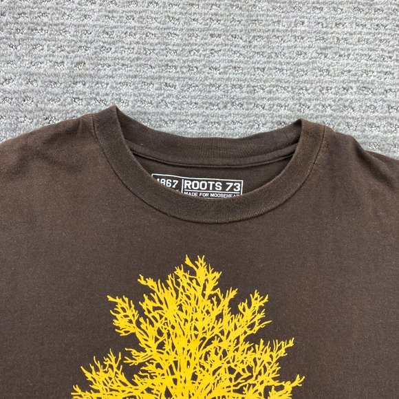 Roots 73 Moosehead Shirt Men Medium M Brown Graphic T-Shirt Casual Streetwear - Picture 3 of 8